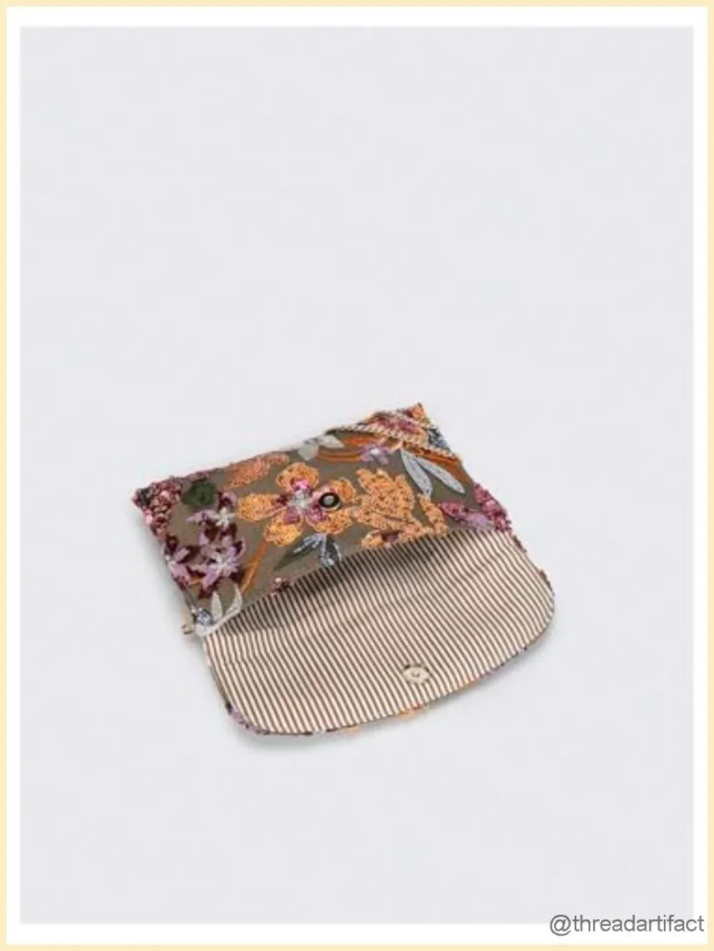 Floral Embroidery Sequin Beaded Clutch Evening Party Purse Chain Strap